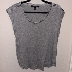 White House Black Market Light Gray Short Sleeve Top